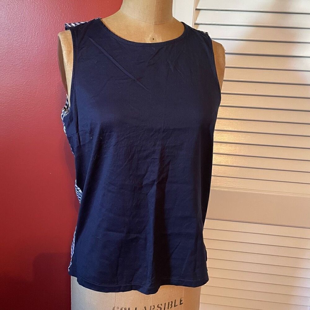 J CREW | navy white gingham sleeveless blouse XS